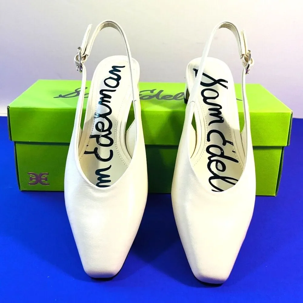 Sam Edelman Ronnie Ivory Leather Slingback Low Pumps SZ 5.5 NEW